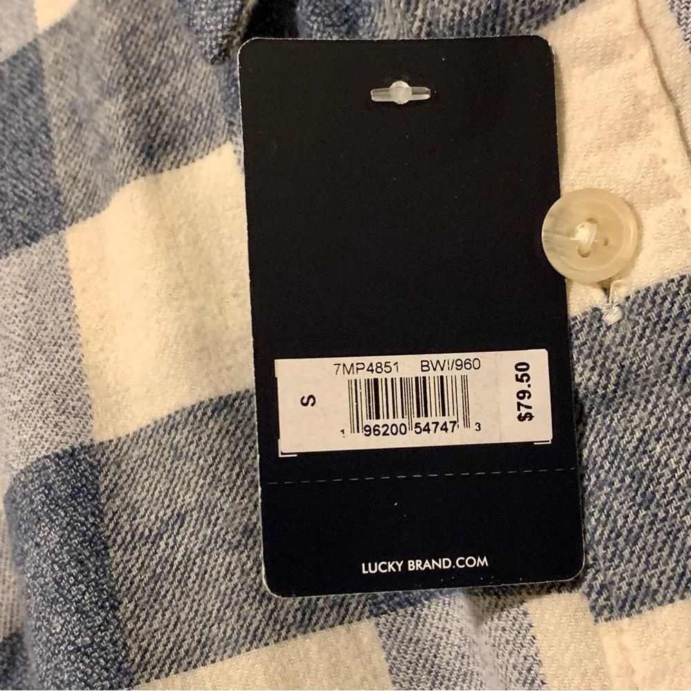 🎉Host Pick!🎉 NWT Lucky Brand Blue/Cream Flannel Button-Down Shirt - Picture 9 of 12
